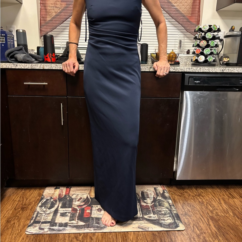 Xscape Navy Blue Sleeveless Gown